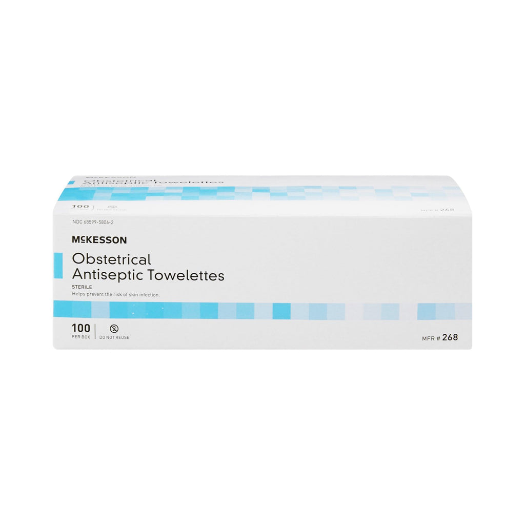 McKesson Obstetrical Antiseptic Towelettes Wipes, Sterile, Individual Packet, Clean Scent, 100 Count, 10 Packs, 1000 Total