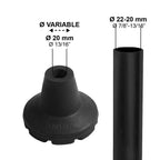 KMINA Crutch Tips 7/8 Inch (x2 Units), All Terrain Non-Slip Cane Tips, Heavy Duty Rubber Replacement, Wide Base Stability, Patented, Made in Europe
