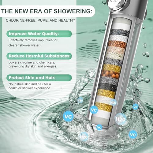 Shower Filter for Handheld Shower Head, 2 Pack 18 Stage Replacement Filters for Hard Water Remove Chlorine and Harmful Substances