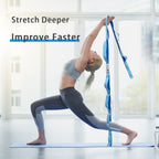 Stretching Strap Yoga Strap with Loops, Stretch Straps for Physical Therapy, Non-Elastic Exercise Strap for Pilates, Dance and Gymnastics with Workout Guide (Blue/Light Blue)
