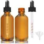 2 Pack Dropper Bottles 2 OZ, Amber Glass Bottle with Graduated Dropper
