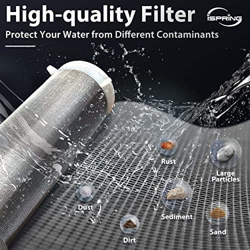 iSpring WSP-100 Reusable Whole House Spin Down Sediment Water Filter, 100 Micron Flushable Prefilter Filtration, 1" MNPT + 3/4" FNPT, Brass