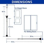 BRINKS Door Security Bar - Adjustable Brinks Door Security Bar for Travel, School, Dorm and Home - Door Jammer for Hinged Doors and Sliding Door Security – Silver