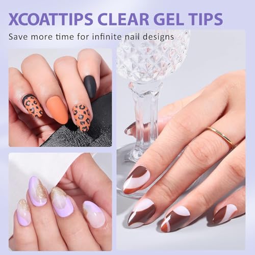 BTArtbox Short Almond Nail Tips - Natural Short Fake Nails with Tip Primer Full Cover, Stronger Nail Adhesion, Clear Soft Gel Nail Tips for Nail Extensions DIY Art