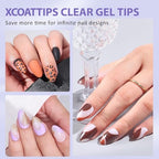 BTArtbox Short Almond Nail Tips - Natural Short Fake Nails with Tip Primer Full Cover, Stronger Nail Adhesion, Clear Soft Gel Nail Tips for Nail Extensions DIY Art