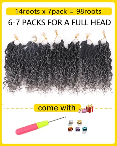 Short Grey Crochet Hair 10 Inch Goddess Locs Crochet Hair for Black Women Goddess Faux Locs Crochet Hair with Curly Ends (10 Inch,Tgrey)