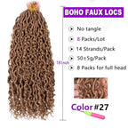ZRQ 27 Goddess Locs Crochet Hair 18 Inch Boho Faux Locs Crochet Braids, 8 Packs Honey Blonde River Locs With Curly End For Women Hair Extension 27#