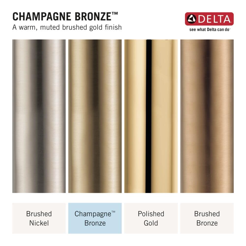 Delta 5-Setting Champagne Bronze Shower Head with High Pressure Spray, 6 Inch Round Shower Head, Showerheads, 1.75 GPM Flow Rate, Champagne Bronze 52535-CZ