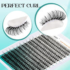 GEMERRY Thick Lash Clusters Kit Fluffy Lash Extension Kit Cluster Lashes 280Pcs D Curl Eyelash Extension Kit With Bond and Seal, Lash Tweezers, DIY Lash Extension(100P-8-16mm)