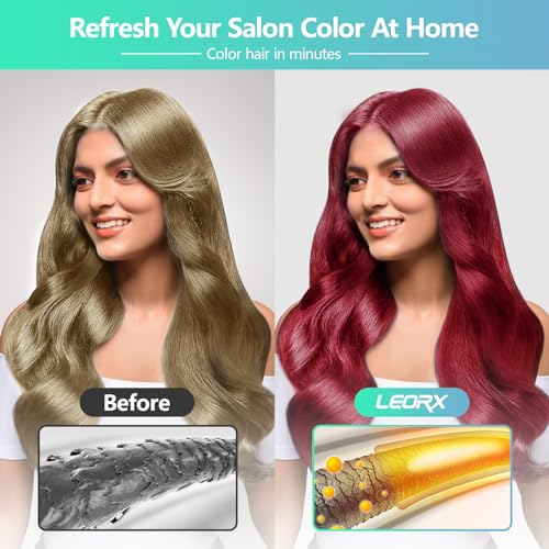 Leorx 3 In 1 Wine Red Color Hair Dye shampoo, For Refresh and Instant Herbal Coloring For Women&Men - Tintes Para El Cabello Profesional