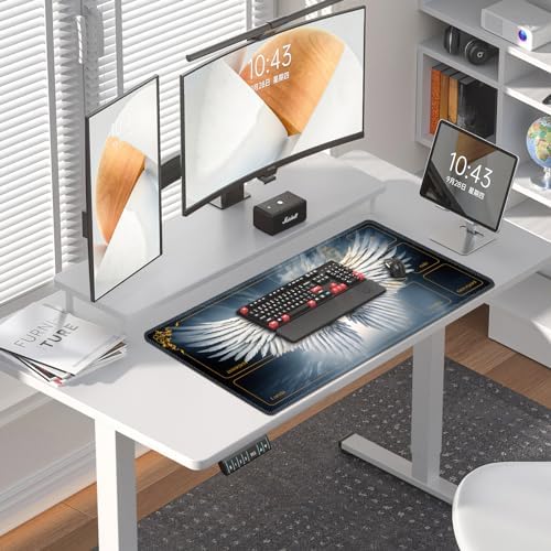 DEGDFSGR MTG Playmat 27.5" x 15.74" Non-Slip Rubber Base Commander Playmat for Magic The Gathering, Sacred Angel Wing