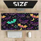 Playmats for Magic: The Gathering MTG Card Game Mat Plus 50 Pcs Card Sleeves, 24 x 14 inch TCG Mat with Stitched Edge for Commander Deck Duskmourn Board Game, Rainbow Bats