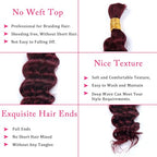 Human Braiding Hair for Boho Braids Burgundy Deep Wave Bulk Human Hair for Braiding 22 Inch 1 Bundle 50G #99J Wet and Wavy Curly Human Hair Red Braiding Hair Extensions No Weft Bundles for Braiding