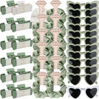 Bridesmaid Scrunchies Proposal Gifts 4.1inch square Hair Claws Bachelorette Hair Clip heart sunglasses Girls gift for Wedding Party Favors (36pcs White&Sage Green)