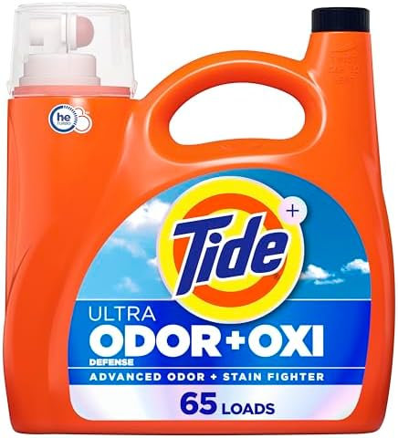 Tide Ultra Odor Defense Plus Oxi Liquid Laundry Detergent, 92 fl oz, 65 Loads, Advanced Odor and Stain Fighting Laundry Detergent Liquid