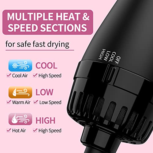 Hair Dryer Brush Blow Dryer Brush in One, Upgraded 4 in 1 Hair Dryer and Styler Volumizer with Negative Ion Anti-frizz Ceramic Titanium Barrel Hot Air Brush Hair Straightener Brush 75MM Oval Shape
