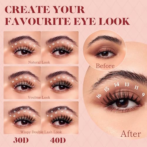 Higu clace DIY Lash Extension Kit, 320pcs Lash Clusters Kit, with Lash Bond and Seal Cluster Lashes Glue Remover Lash Applicator for D curl Eyelash Extension Natural Look at Home(30D+40D-Kit)