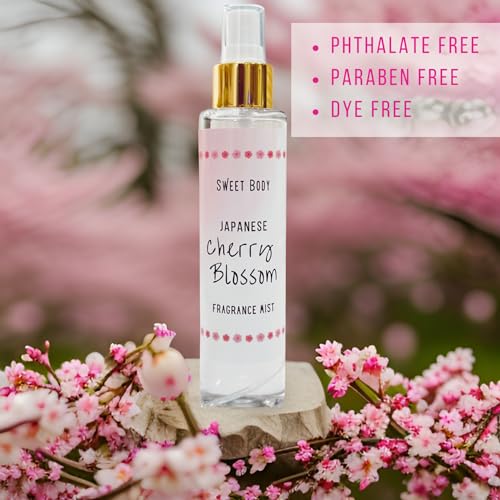 Soft & Fresh Women’s Body Mist, Fine Fragranced Body Perfume Misting Spray, Sensual light scent Fragrance, Hair & Body Spritz Essential Oils (Cherry Blossom)