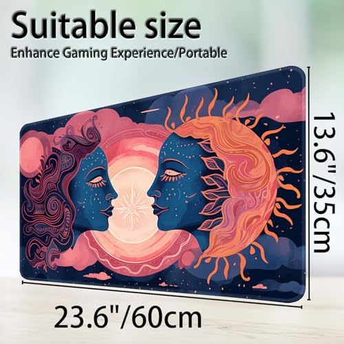 for MTG Game Playmat, for Magic TCG Rubber Play mat,Tabletop Card Playmats with Smooth Surface,Trading Card Inked Game Mat,Battle Game,Art Sun and Moon