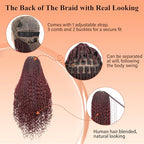 Brinbea 13x8 HD Lace Front Braided Wigs Box Braid Wig with Baby Hair Knotless Boho Braided Wigs for Women Long Burgundy Human Hair Blended Braids Wig 36 Inch
