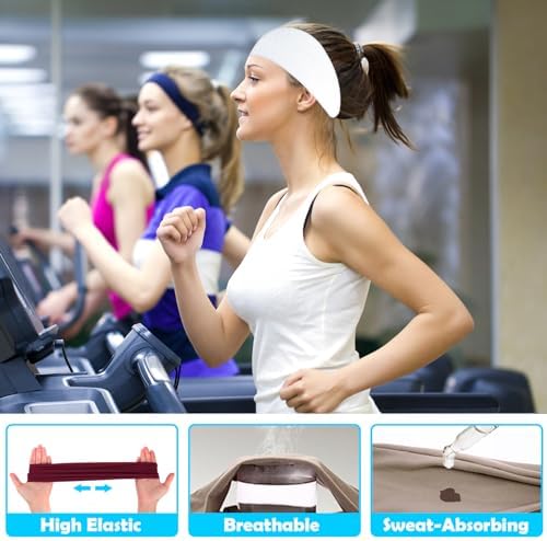 RITOPER Wide Headbands for Women Non Slip, Workout Yoga Running Womens Headband Boho Hair Bands for Women's Hair, Thick Sweat Head Bands Solid Head Wraps Bandana