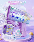 Bubble Gun 2 Packs for Kids, Automatic Bubble Machine with 2 Bottles &25 Bags Refill Solution, Bubble Maker Gifts for Kids, Outdoor Game Toys for Boys&Girls Ages 3+