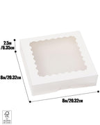 qiqee Auto-pop Up 90pcs White Pastry Box With Window Donut Pie Boxes 8"x8"x2.5" Bakery Box