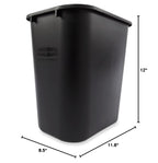 Rubbermaid Commercial Products Deskside Wastebasket/Trash Can, 3.25-Gallon/13-Quart, Black, Small, for Bedroom/Bathroom/Office, Fits Under Desk/Sink/Cabinet
