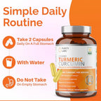 Organic Turmeric Curcumin Capsules with Black Pepper & Organic Ginger, 95% Curcuminoids, High Potency Turmeric Supplement for Joint Support & Inflammation, 120 Vegetarian Capsules