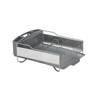 KitchenAid Large Capacity Full Size Rust Resistant Dish Rack with Angled Drain Board and Removable Flatware Caddy, Light Grey