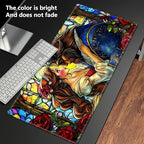 Playmats for Magic: The Gathering MTG Card Game Mat Plus 50 Pcs Card Sleeves, 24 x 14 inch TCG Mat with Stitched Edge for Commander Deck Duskmourn Board Game, Heiress Beast Red Rose