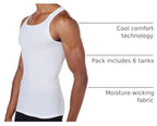 Hanes Men's Cotton Tank Undershirts Pack, Moisture-Wicking Ribbed Tanks, lightweight, White 6-pack, Medium