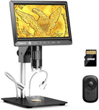 TOMLOV DM702 Digital Microscope, Full View Coin Microscope with 10" Screen, Coin Magnifier with Light for Collectors, Soldering Microscope for Micro Electronics Repair, Magnifying Glass for Adults