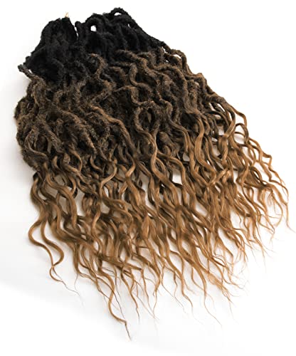 Faux Locs Crochet Hair 24Inch Goddess Locs Crochet Hair, 6Packs Crochet Locs Soft Locs Curly Ends Boho Faux Locs Synthetic Locs Crochet Hair Crochet Braids for Black Women Human Hair(1B/4/30, 24'')