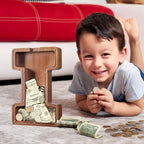 Summidate Large Wooden Piggy Bank for Kids Adults, Alphabets Letter A-Z Piggy Bank for Boys Girls, Coins Bills Change Bank Box Personalized Initial Name Kids Money Bank for Birthday Present and Decor