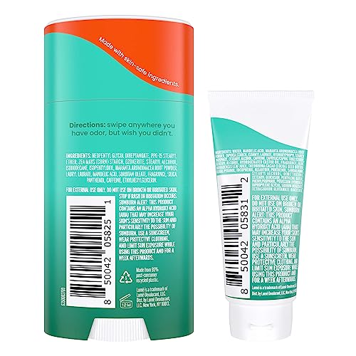 Lume Whole Body Deodorant - Invisible Cream Tube Mini and Solid Stick - 72 Hour Odor Control - Aluminum Free, Baking Soda Free, Skin Safe - 0.5 Oz Mini Tube + 2.6 Oz Solid Stick (Minted Cucumber)