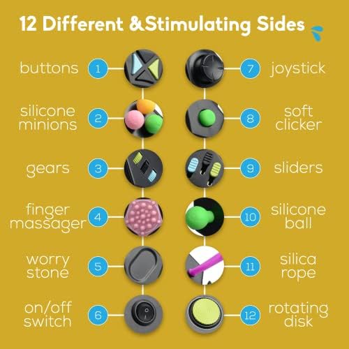 PILPOC theFube Fidget Cube with 12 Sides - Handy Anxiety Toys for Kids and Adults - Fidget Dice for Stress Relief & Focus - Anti Stress Cube for ADHD, ADD, with Carry Case (Green & Mix)