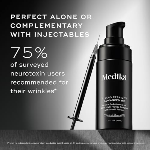 Medik8 Liquid Peptides Advanced MP - Peptide Serum - Face Serum for Wrinkle Reduction - Hydrating Serum Supports Collagen, Hyaluronic Acid - 1 oz