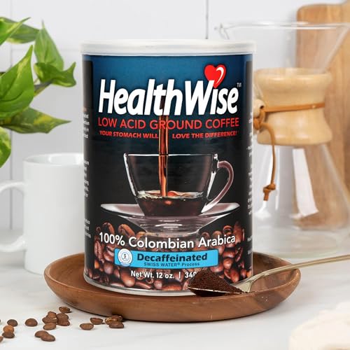 Healthwise Swiss Water Decaf Low Acid Coffee - Acid Reflux, Heartburn, Gastro Issues - Healthier Coffee For Sensitive Stomachs - 100% Colombian Supremo Original and Decaf -12 Ounce Cans (Pack of 2)