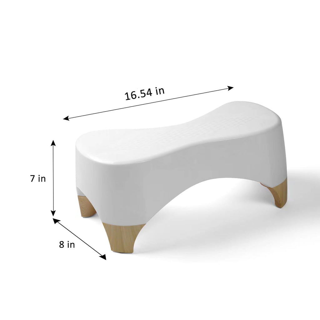 Toilet Stool Squat Adult,Gligam Poop Stool for Bathroom,Bearing 550 lbs Weight,Toilet Step Stool, Potty Stool for Adults and Kids,Non-Slip Simple Design,7" Tall (White/Bamboo Color)