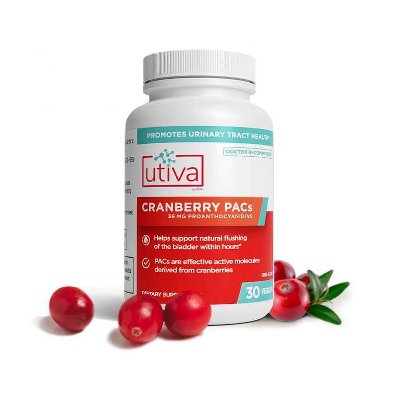 Szio+ Utiva Cranberry PACs – Clinically Studied Ingredients 36mg PACs Extract - UTI Prevention for Women - Urinary Tract Health – Cranberry Supplement Pills for Bladder Health, 30 Vegi Capsules