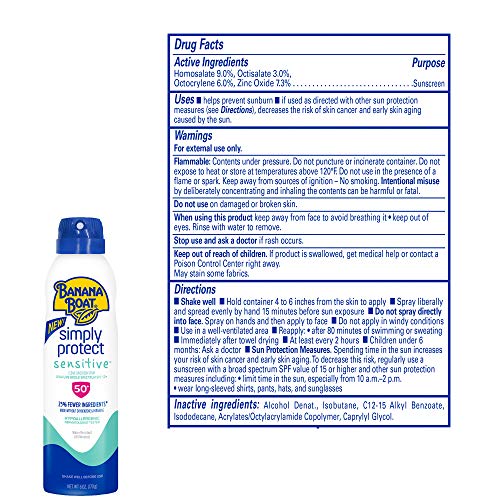 Banana Boat Mineral Enriched Sensitive Skin Sunscreen Spray SPF 50 Twin Pack and Sport Ultra Sunscreen Spray SPF 50 Twin Pack