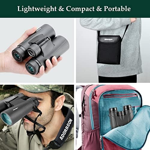 Adorrgon 12x42 HD Binoculars for Adults High Powered with Phone Adapter, Tripod and Tripod Adapter - Large View Binoculars with Clear Low Light Vision - Binocular for Bird Watching Cruise Travel
