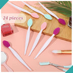 Patelai 24 Pcs Silicone Exfoliating Lip Brush with Container, Double Sided Silicone Lip Scrubber Soft Cleaning Brush Face Cleaning Applicator for Plump Smoother Lip Appearance(Pink, Green, Purple)