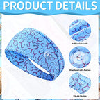 WILLBOND 8 Pieces Nursing Headbands with Buttons for Nurses Doctors Women Face Covering Ear Protection Holder Non Slip Elastic Hair Bands Wide Head Wraps for Spa Yoga Sports Workout (Cute Patterns)