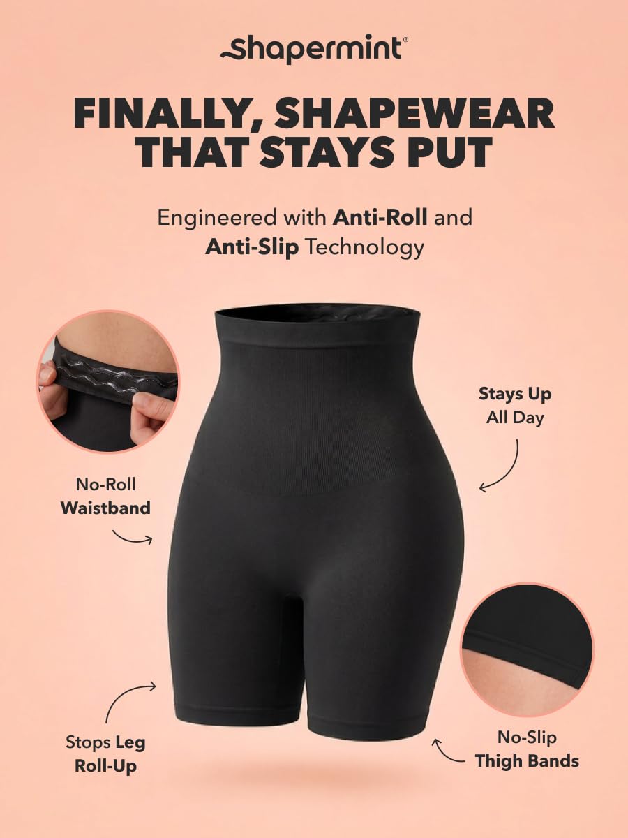 SHAPERMINT High Waisted Shapewear Shorts, Tummy Control Under Dress S-4XL