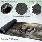 for MTG Game Playmat, for Magic TCG Rubber Play mat,Tabletop Card Playmats with Smooth Surface,Trading Card Inked Game Mat with Zones,Battle Game,Horses in River