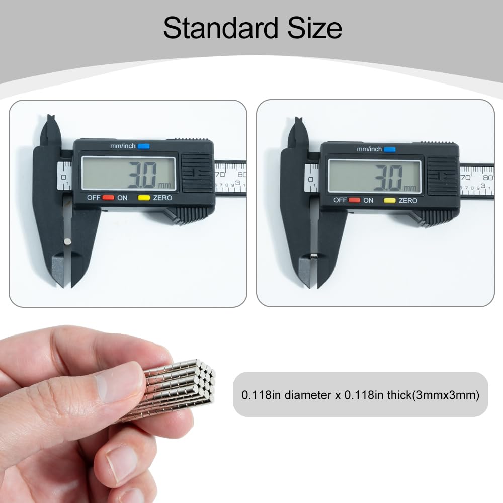 rhinocats 200Pcs Small Round Magnets,3x3mm Mini Magnets for 3D Printing,Miniatures,Office, DIY, Crafts and Science