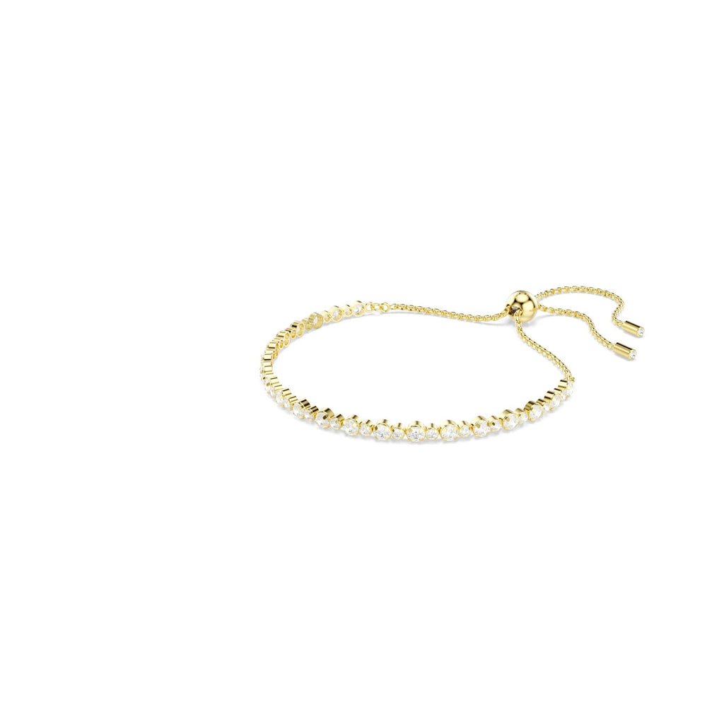 Swarovski Matrix Tennis bracelet, Round cut, White, Gold-tone plated