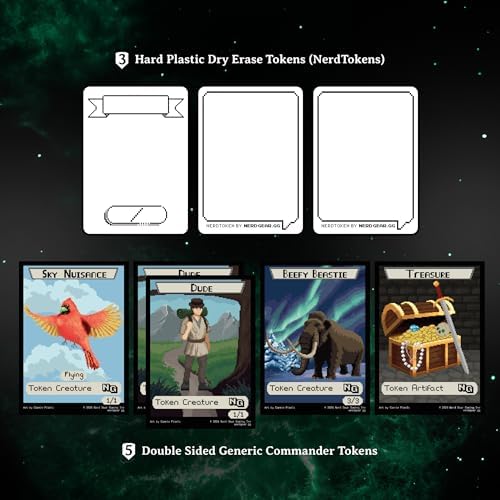 NERD GEAR Commander Essentials Kit - Ultimate Accessory for MTG Commander EDH - MTG Command Zone Tray - Health Counter - Spin Down Dice - Dry Erase Tokens (Midnight Forest)